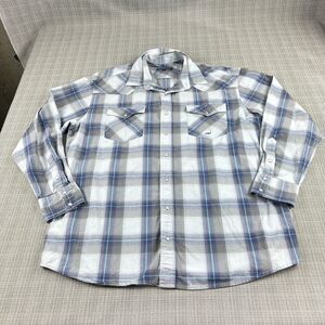 Roper Western Shirt Mens XL Blue Plaid Pearl Snap Up Cowboy Ranch‎ Rodeo